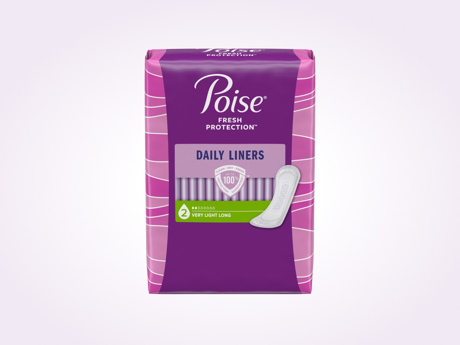 Poise® Daily Liners For Bladder Leaks, 2 Drop Very Light Absorbency, Long Length