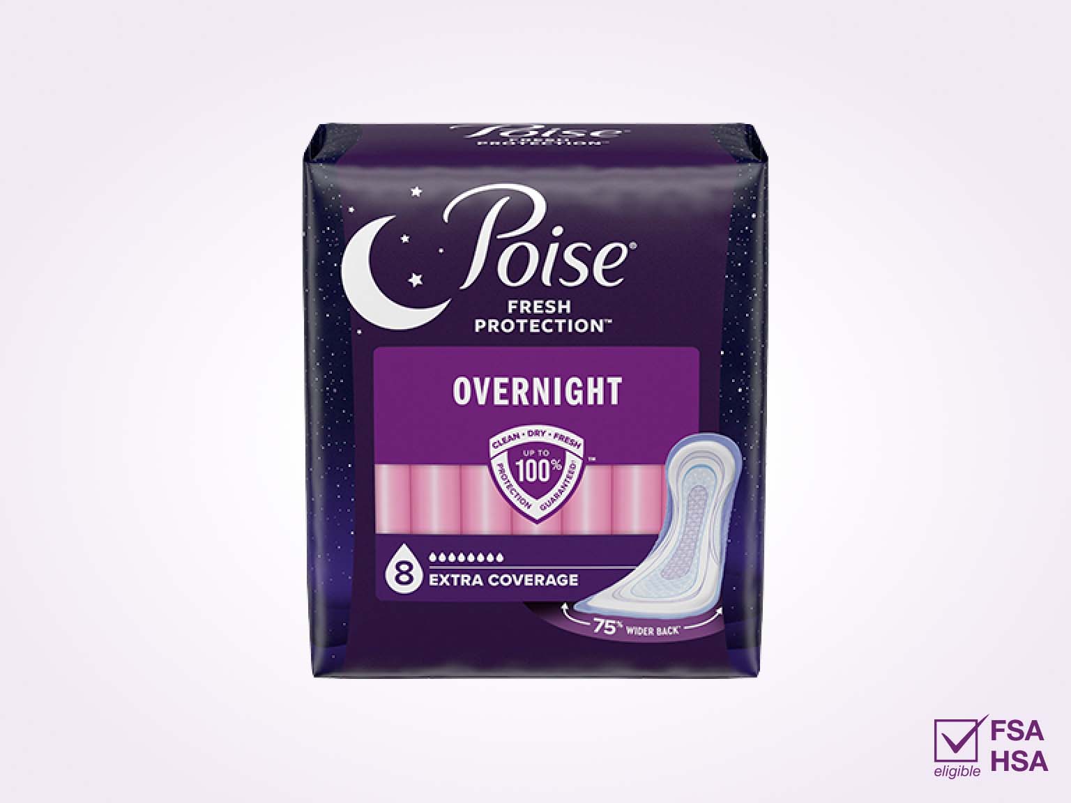 Poise® Overnight Pads For Bladder Leaks, 8 Drop Extra Coverage